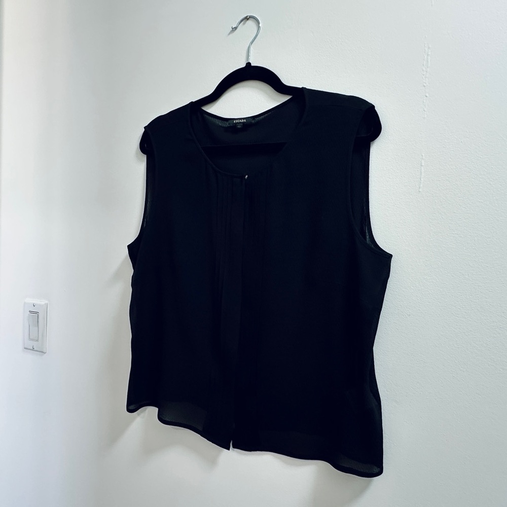 Escada Vintage Black Silk Sleeveless Top with button details - Picture 6 of 11